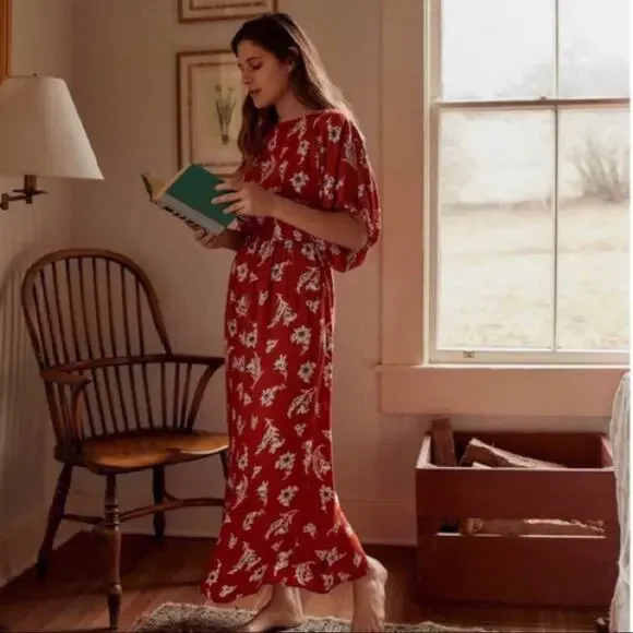 Christy Dawn Mia dress in Crimson Vine Cottagecore orange floral XS sustainable - Picture 2 of 14